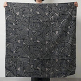 Wind Bath Curtain 100cm | Sand Pattern Knot | Double-sided Dye Dark Gray / Blue | Silk Shantung | Musubi Musubi
