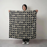Wind Bath Towel 100cm | Isa Pattern Pine | Double-sided Dyeing Iron Color / Red Color | Wool Shantung | Musubi Musubi