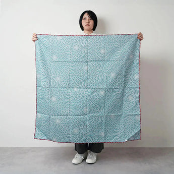 Wind chime 100cm | Isa pattern Peony | Double-sided dyeing Red / Blue glaze (water color) | Silk chantan | Musubi Musubi