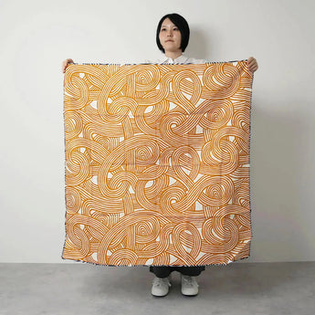 Wind chime curtain 100cm | Isa pattern knot | Double-sided dyeing Blue / Orange | Silk shantung | Musubi Musubi