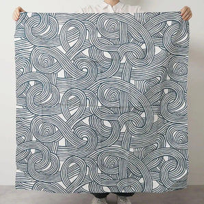 風呂敷 100cm｜伊砂文様 結｜両面染め 藍 / オレンジ｜綿シャンタン｜むす美 むす美