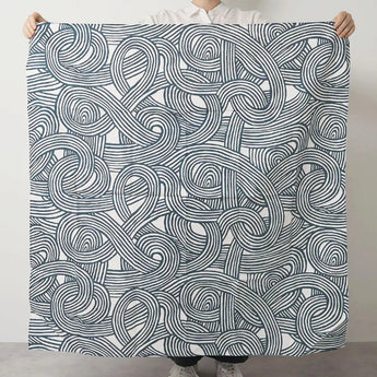 Wind chime curtain 100cm | Isa pattern knot | Double-sided dyeing Blue / Orange | Silk shantung | Musubi Musubi