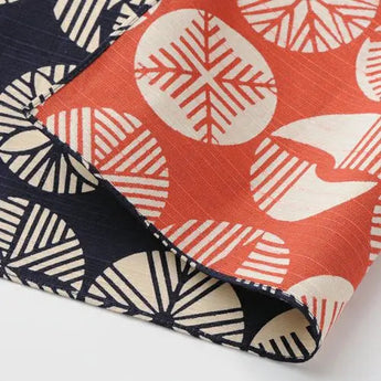 Wind Bath Towel 100cm | Isa Pattern Pine | Double-sided Dyeing Iron Color / Red Color | Wool Shantung | Musubi Musubi