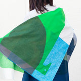 Wind Chime 100cm | WATER BIRD / Green Navy | Bell Tree Masaru - Double Face | Organic Cotton | Musubi Musubi