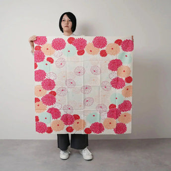 Wind Bath Curtain 100cm | Lotus Leaf / Red | Himesubi Series - Adeline Klam | Organic Cotton | Musubi Musubi