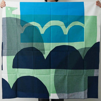 Wind Chime 100cm | WATER BIRD / Green Navy | Bell Tree Masaru - Double Face | Organic Cotton | Musubi Musubi