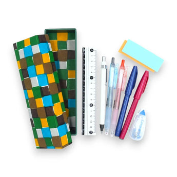 ペンケース｜市松柄｜手染め和紙 筆箱 日本製｜幸せの文様シリーズ 小物入れ【 Fuwa Market オリジナル 】 Fuwa Market