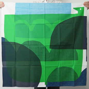 Wind Chime 100cm | WATER BIRD / Green Navy | Bell Tree Masaru - Double Face | Organic Cotton | Musubi Musubi