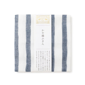 【かや織ふきん】綿100% かや織5枚重ね よろけ縞 紺 中川政七商店