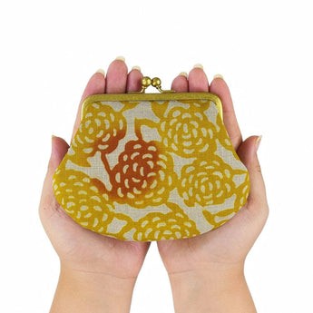 よつめ染布舎｜がま口｜SASHIKO 無量花 山吹｜黄色 イエロー